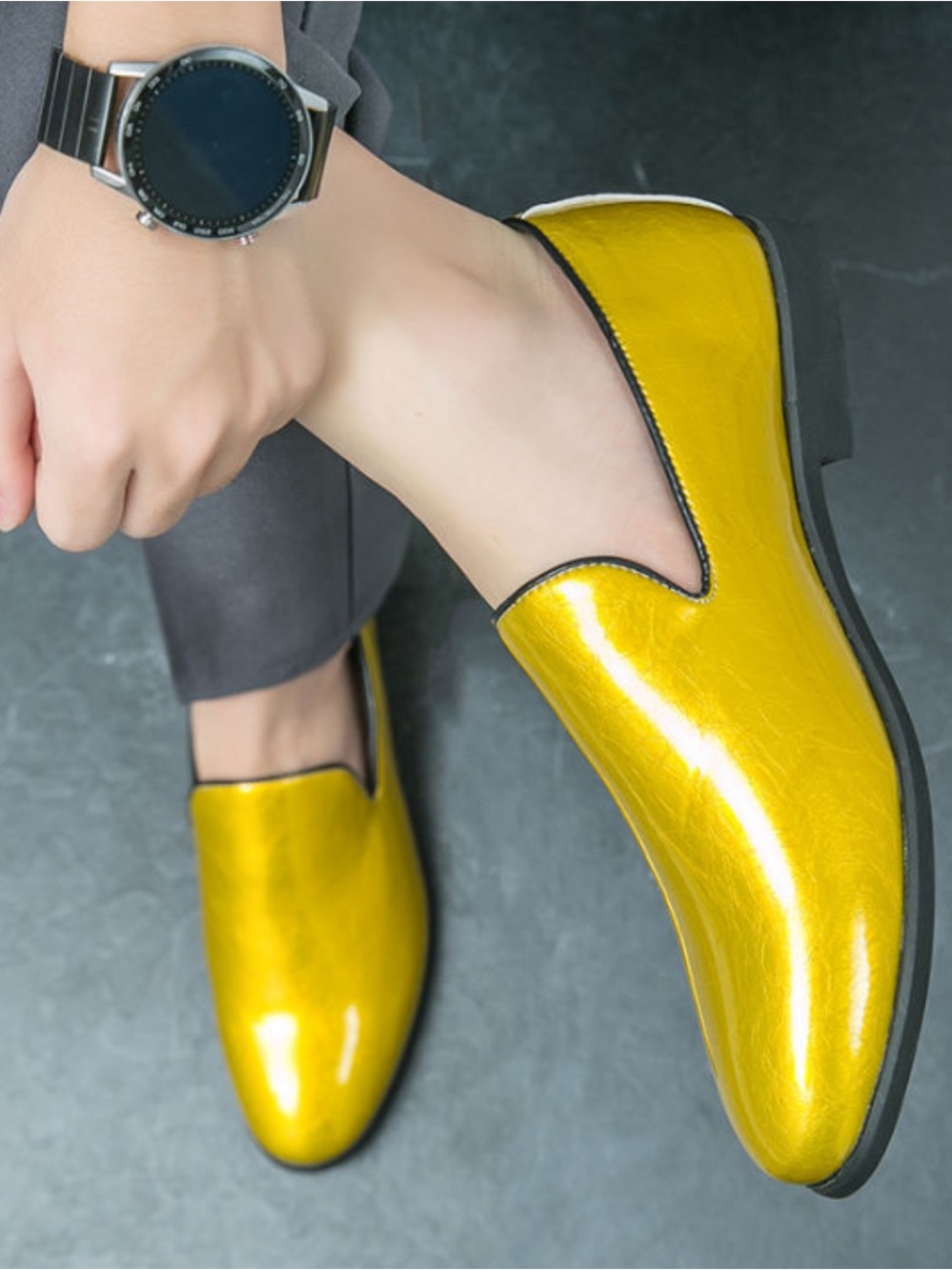 Faux Leather Dressy Slip on Shoes with a Pointy Toe